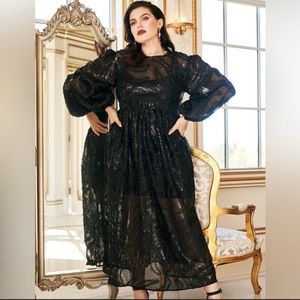 Sequin lace puffy cocktail gown wedding or party guest